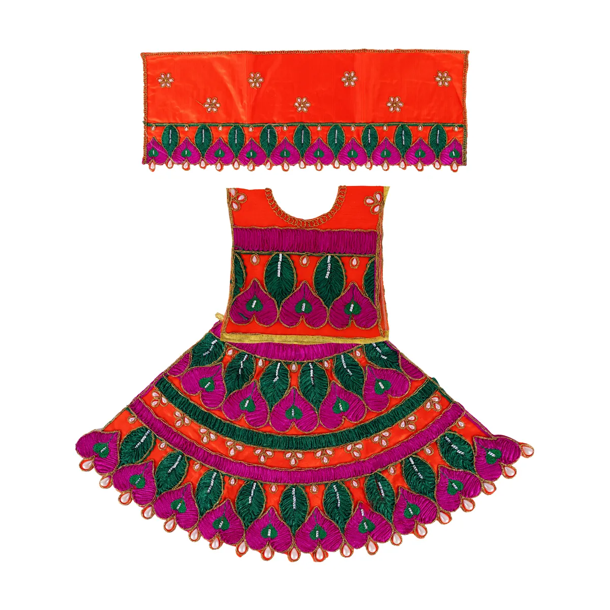 Durga Dress - 9.5 Inches | Mata Dress/ Embroidery Devi Vastra/ Amman Pavadai/ Assorted Colour - Image 7