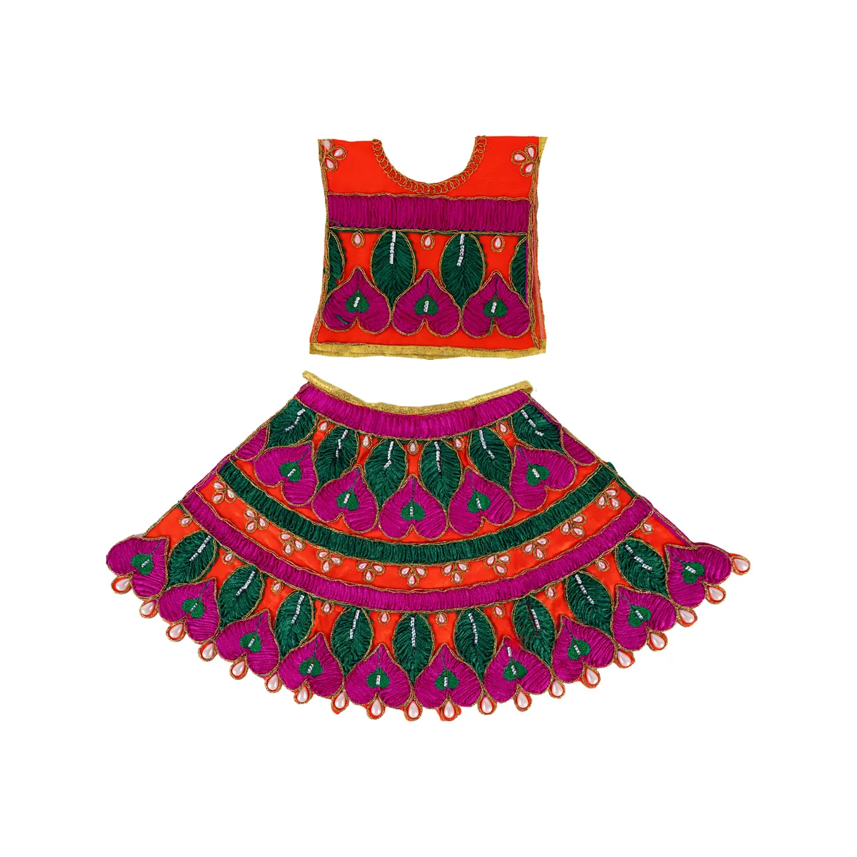 Durga Dress - 9.5 Inches | Mata Dress/ Embroidery Devi Vastra/ Amman Pavadai/ Assorted Colour - Image 8