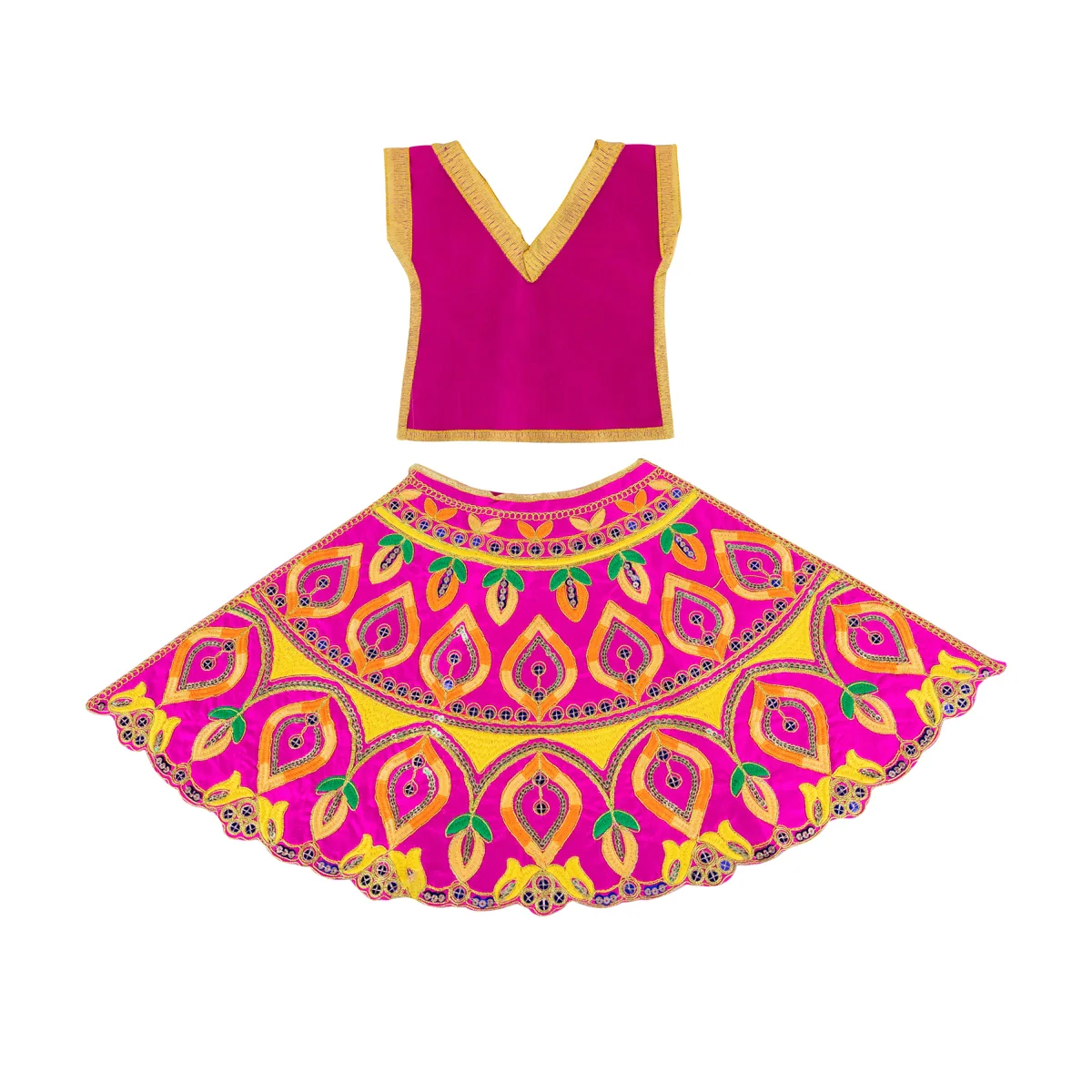 Durga Dress - 9.5 Inches | Mata Dress/ Devi Vastra/ Traditional Embroidery Amman Pavadai For Deity - Image 2