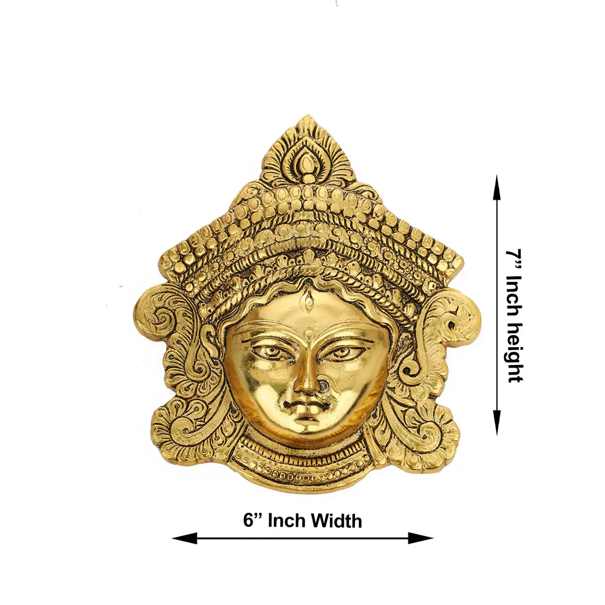 Durga Face Wall Hanging - 7 x 6 Inches | Wall Hanger/ Aluminium Wall Hanging for Living Room - Image 3