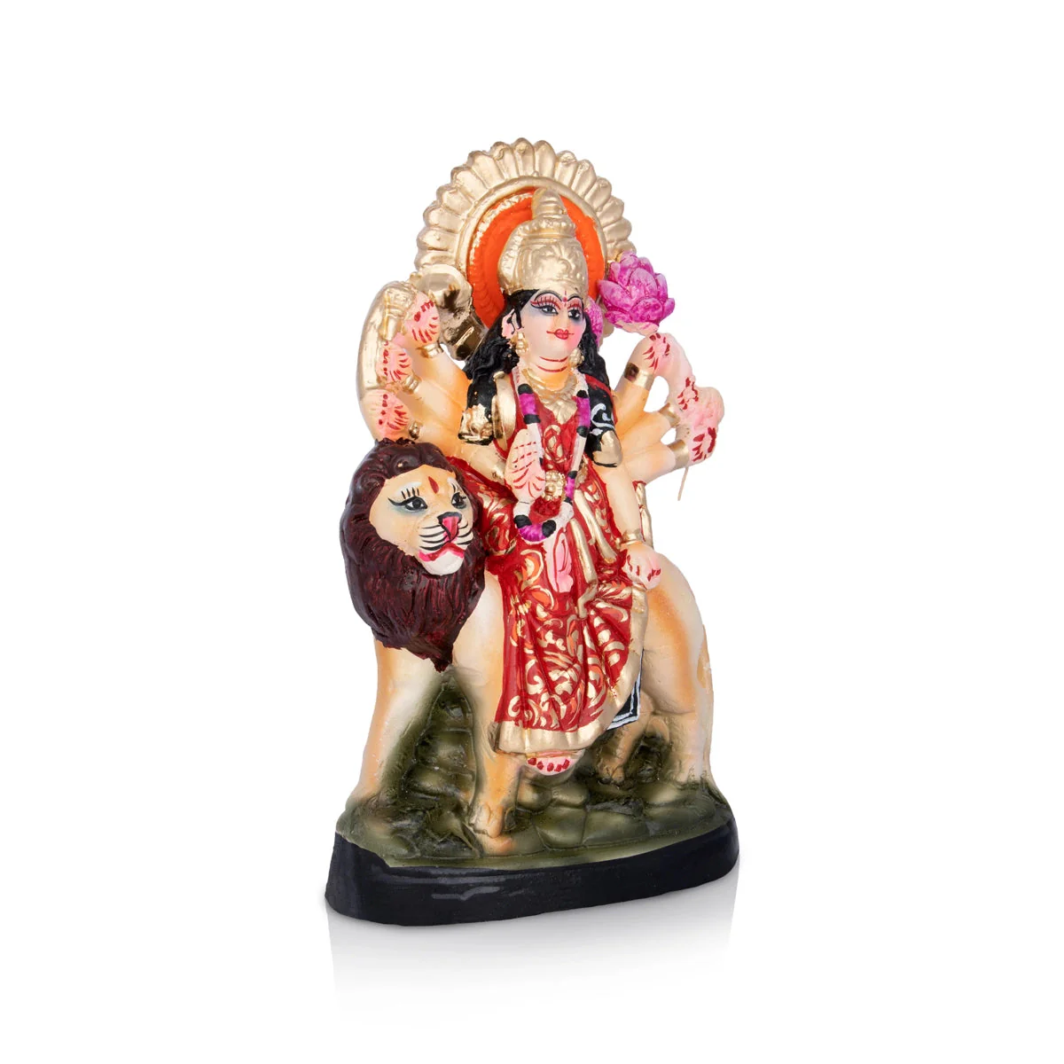 Durga Idol Clay Golu Bommai - 10.5 X 6 Inches | Giri Golu Doll/ Navaratri Gombe/ Navratri Decor - Image 2
