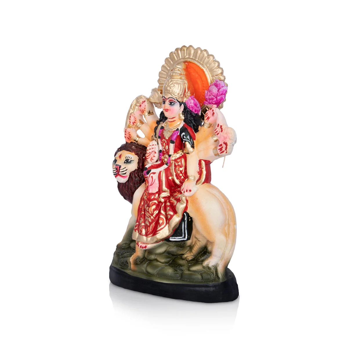 Durga Idol Clay Golu Bommai - 10.5 X 6 Inches | Giri Golu Doll/ Navaratri Gombe/ Navratri Decor - Image 3