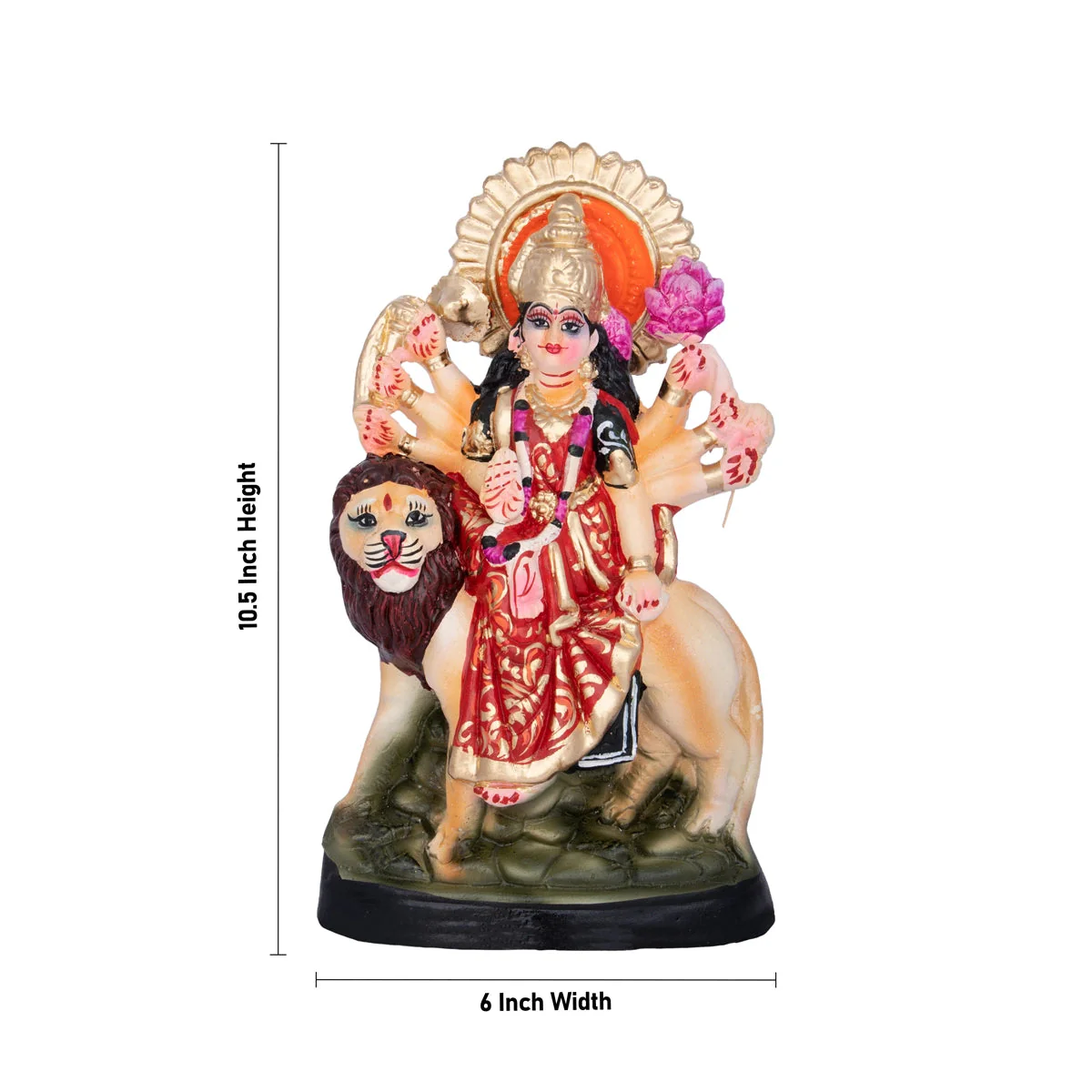 Durga Idol Clay Golu Bommai - 10.5 X 6 Inches | Giri Golu Doll/ Navaratri Gombe/ Navratri Decor - Image 4