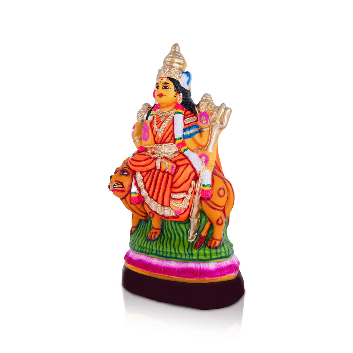 Durga Idol Paper Mache Golu Bommai - 16 X 8.5 Inches | Navaratri Gombe/ Giri Golu Doll/ Navratri Decor - Image 2