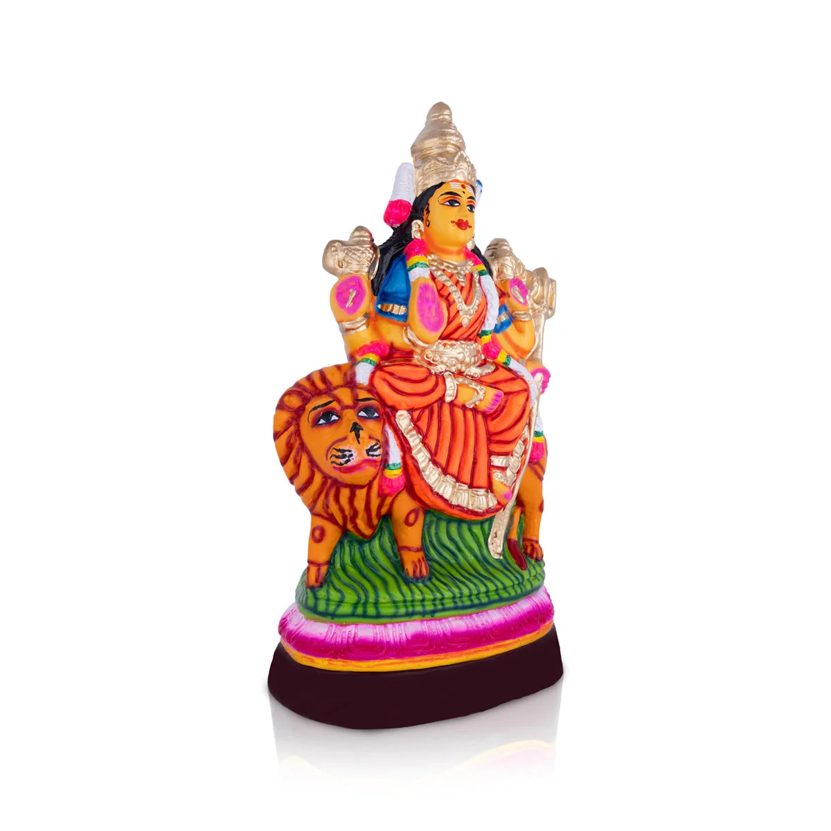 Durga Idol Paper Mache Golu Bommai - 16 X 8.5 Inches | Navaratri Gombe/ Giri Golu Doll/ Navratri Decor - Image 3