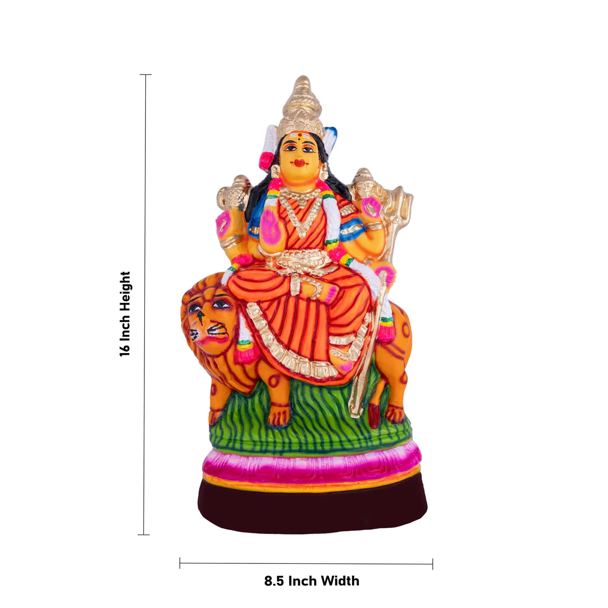 Durga Idol Paper Mache Golu Bommai - 16 X 8.5 Inches | Navaratri Gombe/ Giri Golu Doll/ Navratri Decor - Image 5