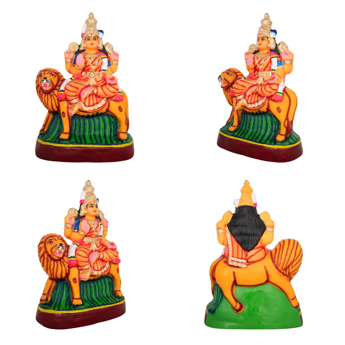 Durga Lakshmi Saraswathi Paper Mache Golu Bommai Set - 13 X 9 Inches | Navaratri Gombe/ Giri Golu Doll - Image 2