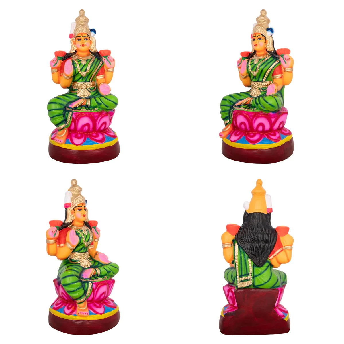 Durga Lakshmi Saraswathi Paper Mache Golu Bommai Set - 13 X 9 Inches | Navaratri Gombe/ Giri Golu Doll - Image 4