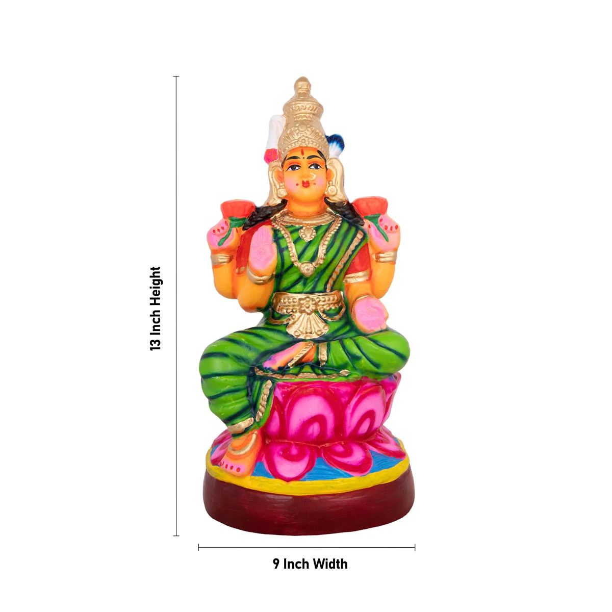 Durga Lakshmi Saraswathi Paper Mache Golu Bommai Set - 13 X 9 Inches | Navaratri Gombe/ Giri Golu Doll - Image 5