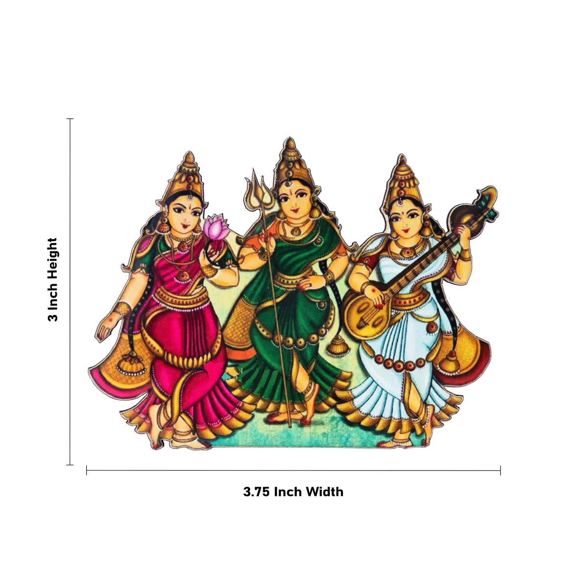 Durga Lakshmi Saraswati Fridge Magnet - 3 x 3.75 Inches | Single Layer Picture Magnet/ Photo Magnet for Home - Image 4