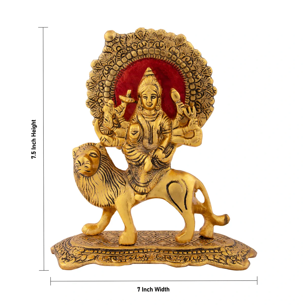 Durga Murti - 7.5 x 7 Inches | Gold Polish Idol/ Aluminium Durga Mata for Pooja/ 800 Gms Approx - Image 5