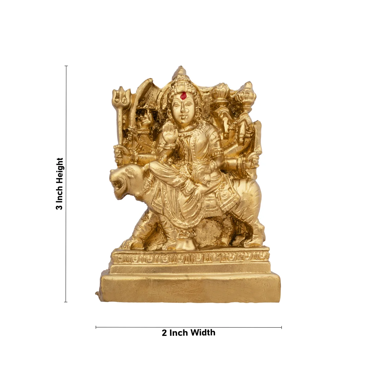Durga Murti - 3 x 2 Inches | Resin Statue/ Gold Polish Durga Mata for Pooja/ 80 Gms Approx - Image 4