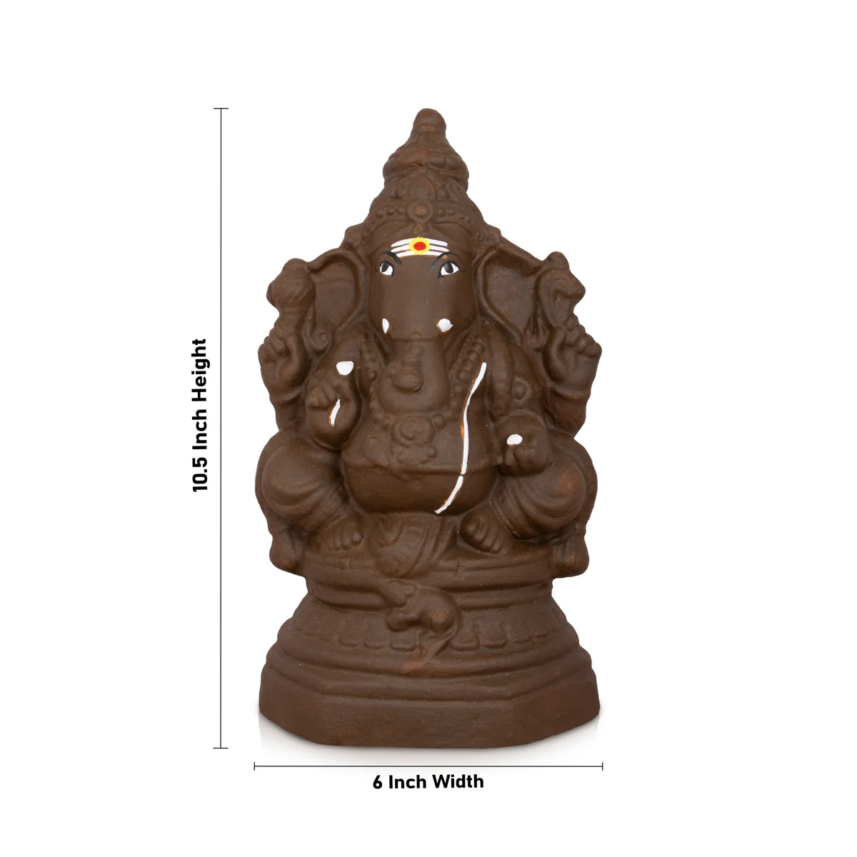 Eco Friendly Ganesha Idol - 10.5 x 6 Inches | Clay Statue/ Ganpati Idol/ Ganesh Chaturthi Decoration - Image 3