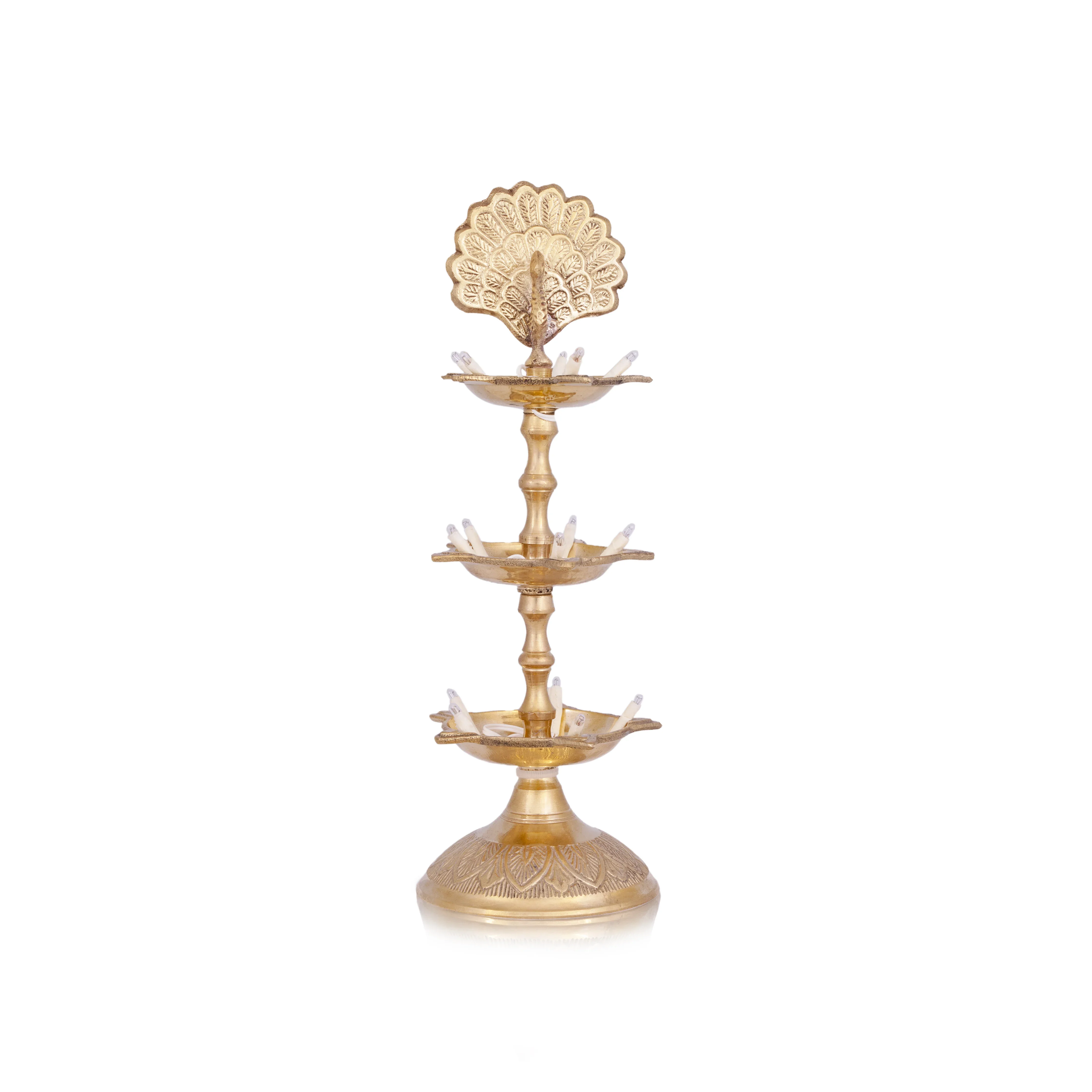 Electric Diya - 9 x 5 Inches | 110 V/ 3 Step Electric Lamp/ Electric Deep for Pooja Decor/ 360 Gms Approx - Image 4
