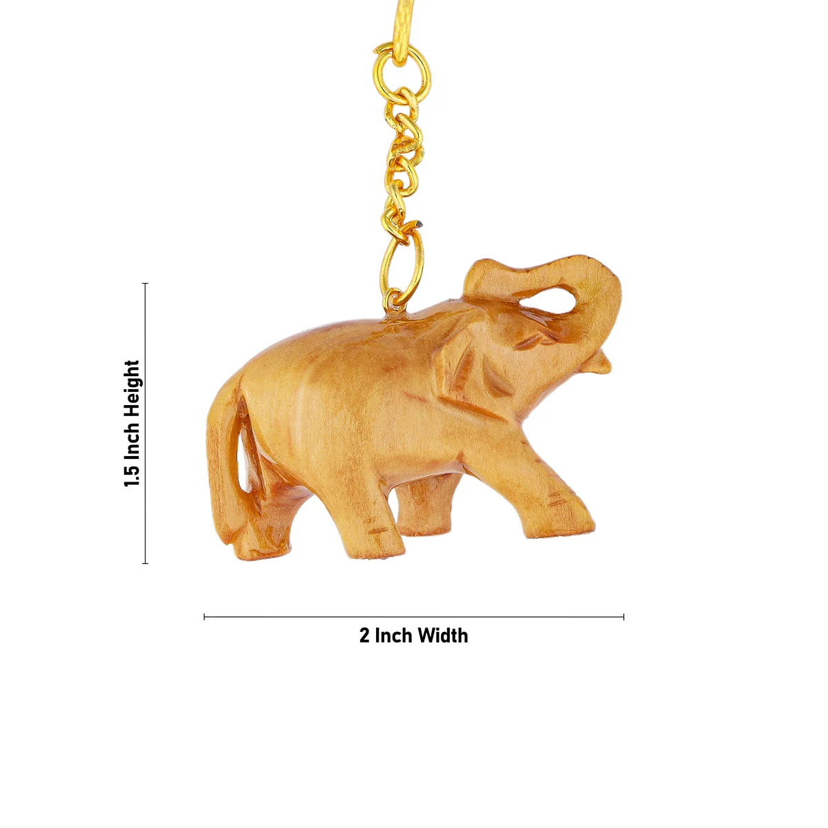 Elephant Design Key Chain - 1.5 x 2 Inches | Key Ring/ Wooden Key Holder for Car And Bike - Image 3