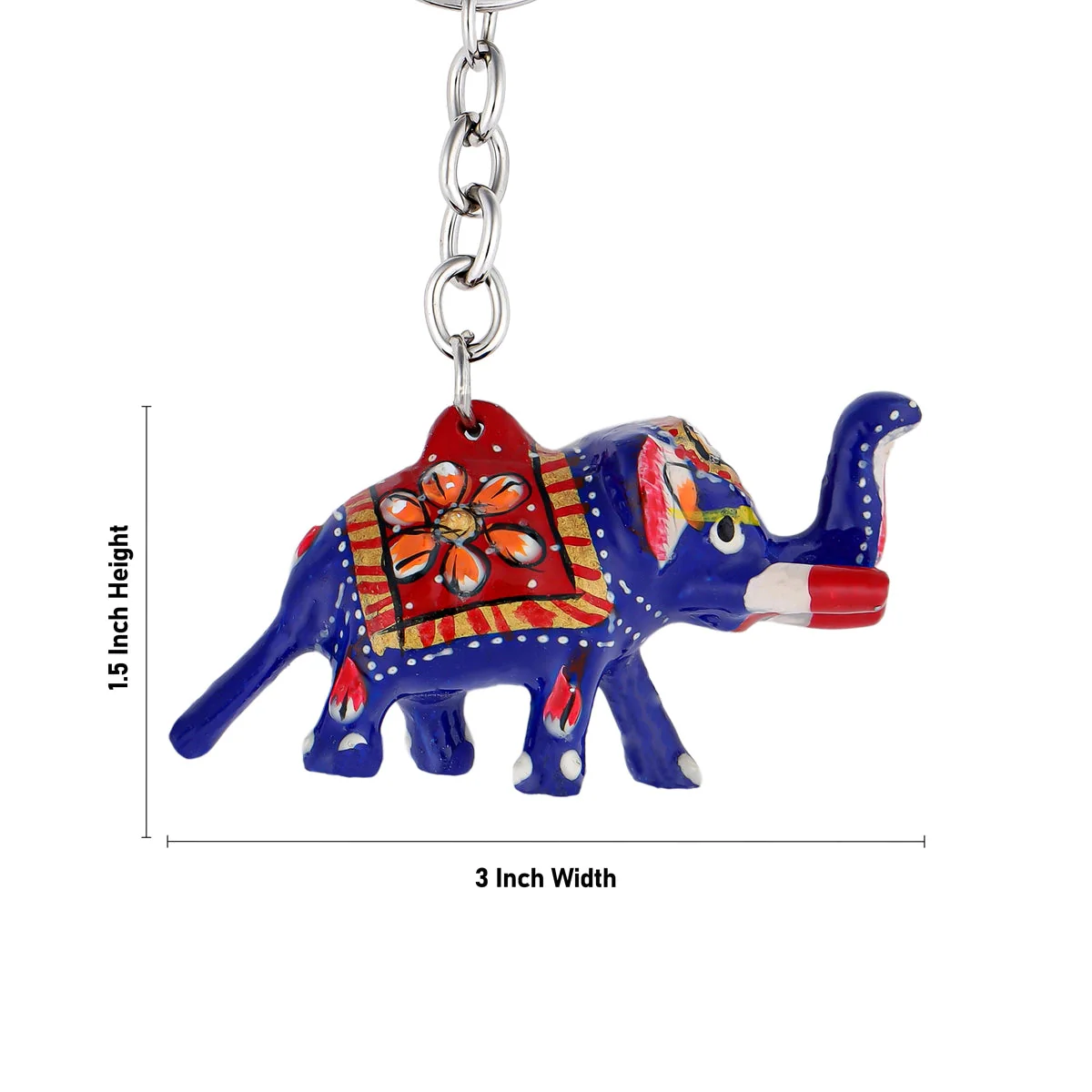 Elephant Design Key Chain - 1.5 x 3 Inches | Painted Key Holder/ Metal Key Ring for Car And Bike - Image 3