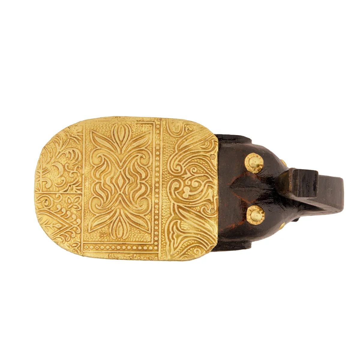 Elephant Design Stool - 6 x 8 Inches | Wooden Stool/ Brass Sheet Inlaid Stool for Home Decor - Image 3