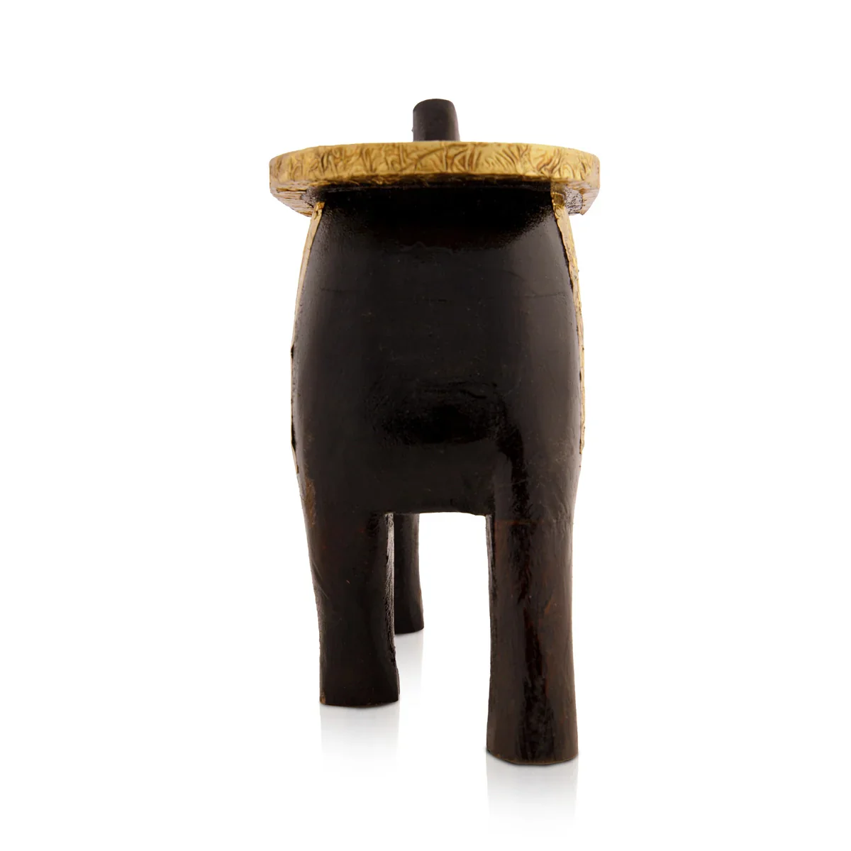 Elephant Design Stool - 6 x 8 Inches | Wooden Stool/ Brass Sheet Inlaid Stool for Home Decor - Image 4