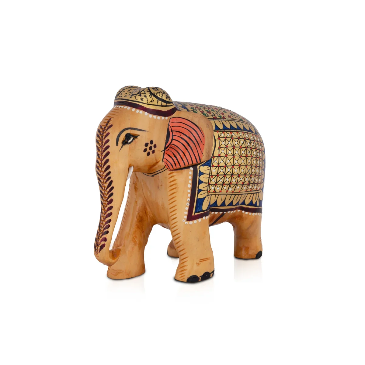 Elephant Idol - 5 x 5.5 Inches | Wooden Painted Statue/ Elephant Statue for Home - Image 2