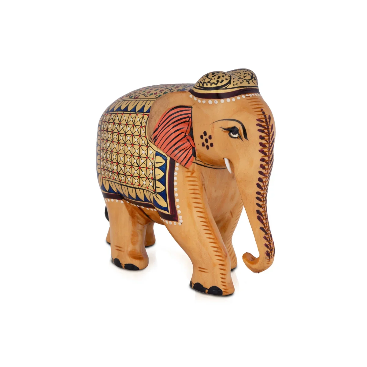 Elephant Idol - 5 x 5.5 Inches | Wooden Painted Statue/ Elephant Statue for Home - Image 3
