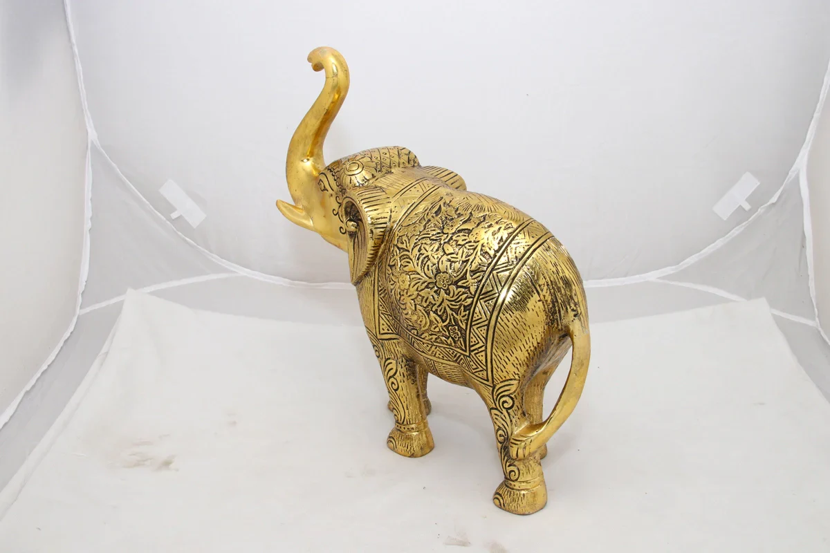 Elephant Idol | Aluminium Statue/ Gold Polish Elephant Statue for Home Decor - Image 4