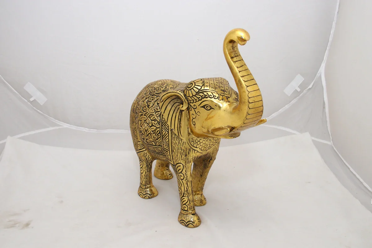 Elephant Idol | Aluminium Statue/ Gold Polish Elephant Statue for Home Decor - Image 5
