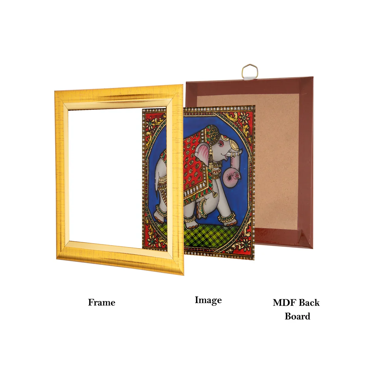 Elephant Photo Frame - 5 x 5 Inches | Tanjore Glass Painting Picture Frame for Home Décor - Image 4