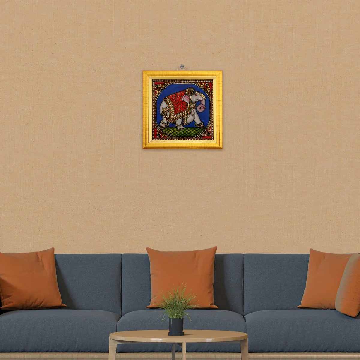 Elephant Photo Frame - 5 x 5 Inches | Tanjore Glass Painting Picture Frame for Home Décor - Image 5