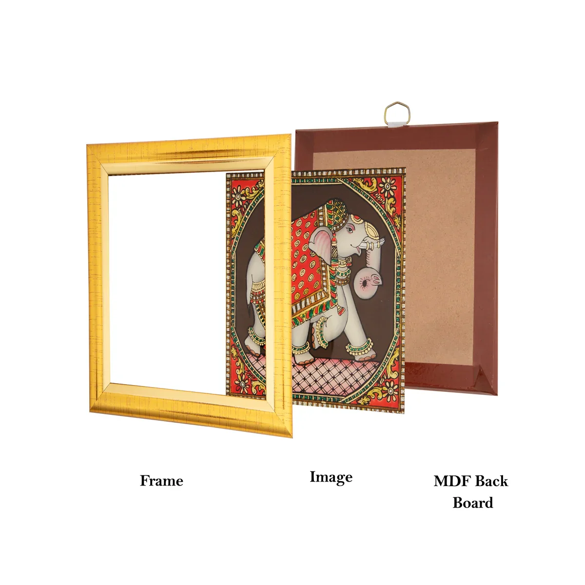 Elephant Photo Frame - 8 x 8 Inches | Tanjore Glass Painting Picture Frame for Home Décor - Image 4