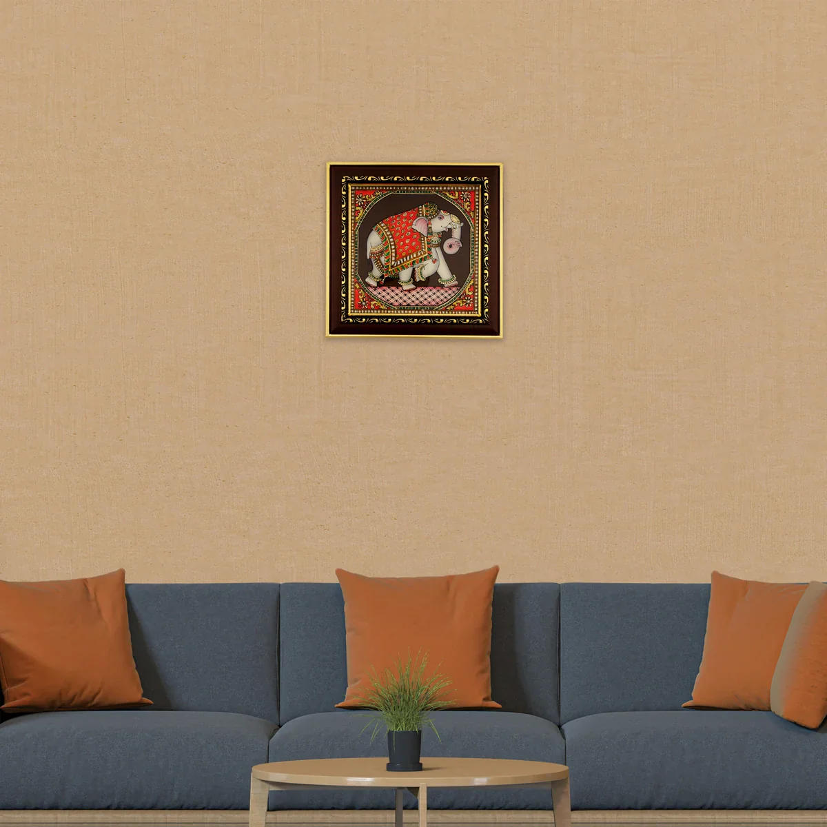 Elephant Photo Frame - 8 x 8 Inches | Tanjore Glass Painting Picture Frame for Home Décor - Image 5