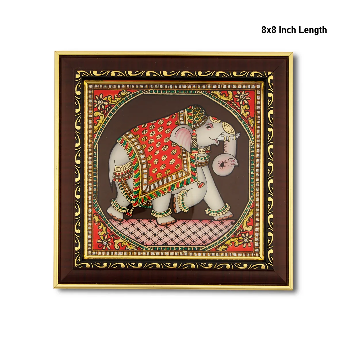 Elephant Photo Frame - 8 x 8 Inches | Tanjore Glass Painting Picture Frame for Home Décor - Image 6