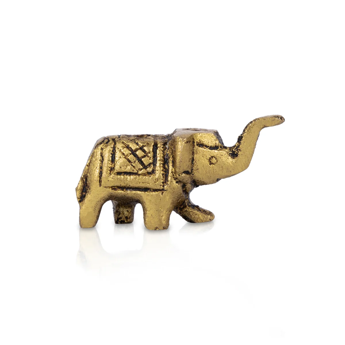 Elephant Statue - 1 x 1.5 Inches | Elephant Idol/ Antique Brass Idol for Home Decor - Image 2