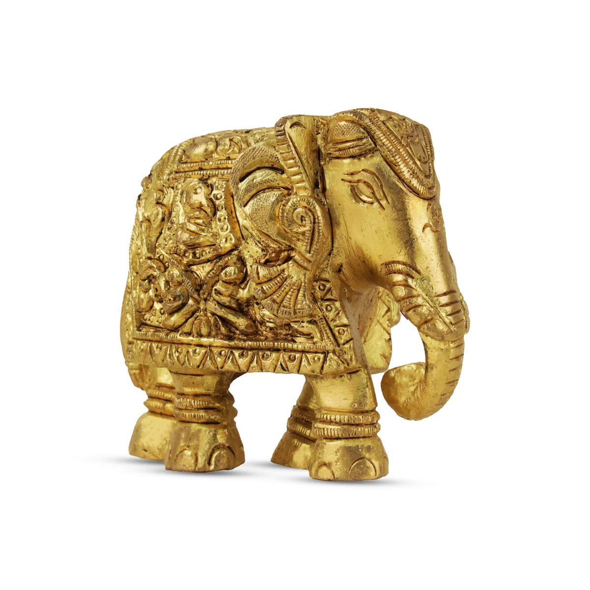 Elephant Statue - 2.5 x 3.25 Inches | Antique Brass Idol/ Elephant Idol/ Elephant Figurine for Home Decor - Image 2