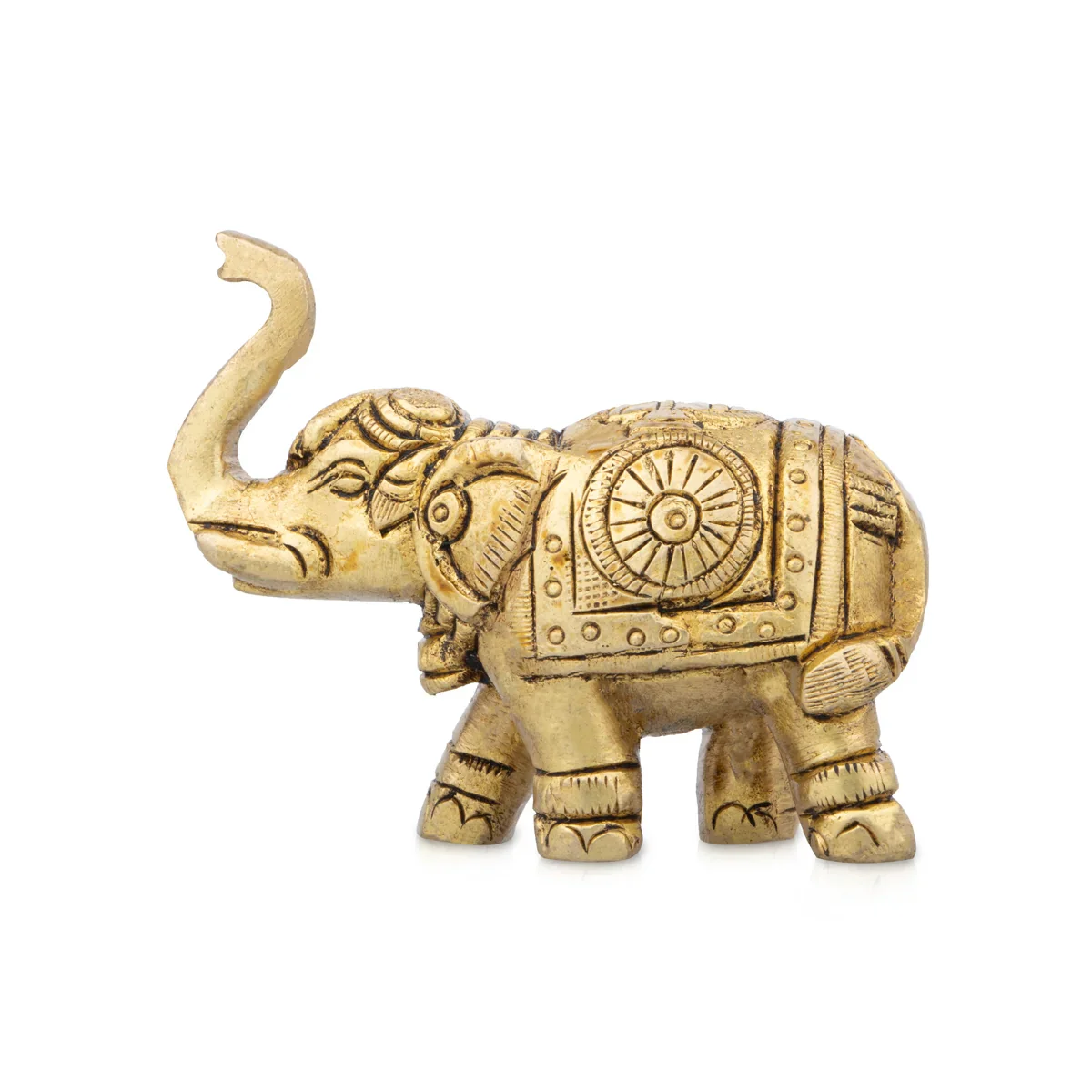 Elephant Statue - 2 x 2.5 Inches | Antique Brass Elephant Idol for Home Decor/ 315 Gms Approx