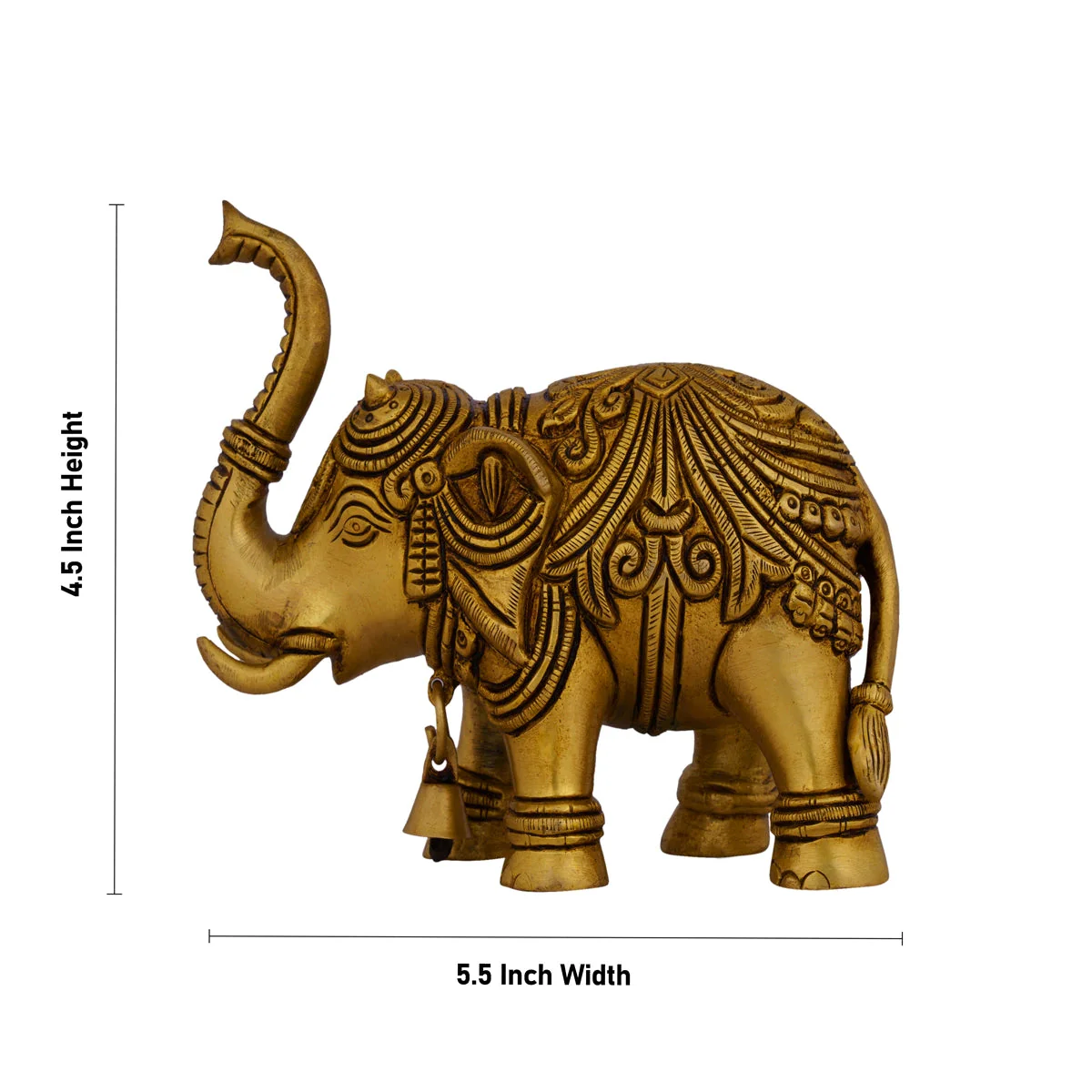 Elephant Statue - 4.5 X 5.5 Inches | Antique Brass Idol/ Elephant Sculpture/ Elephant Idol For Home & Vastu - Image 4