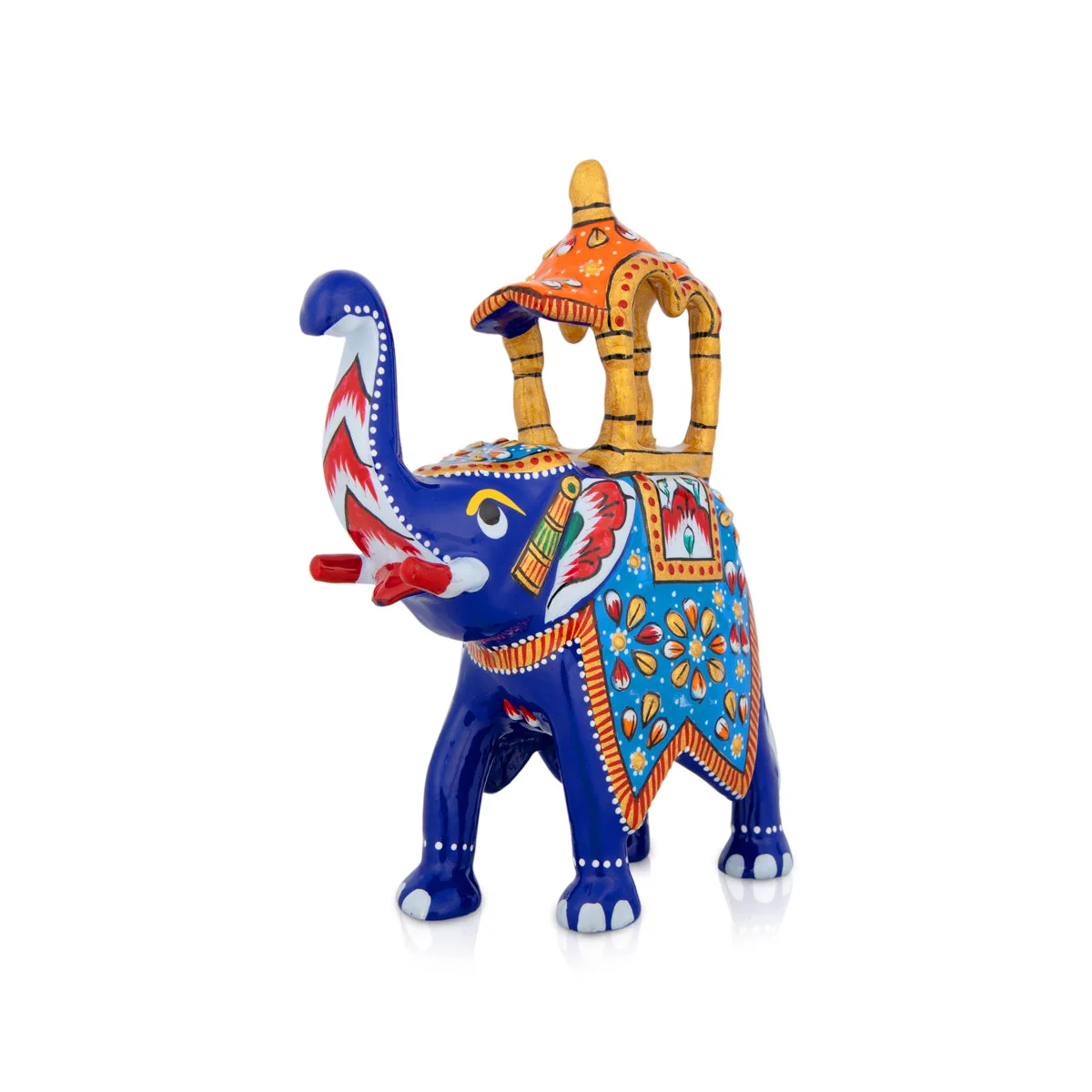 Elephant Statue - 5 x 4.5 Inches | Painted Elephant Sculpture/ Metal Ambari Elephant Idol for Home Decor - Image 3