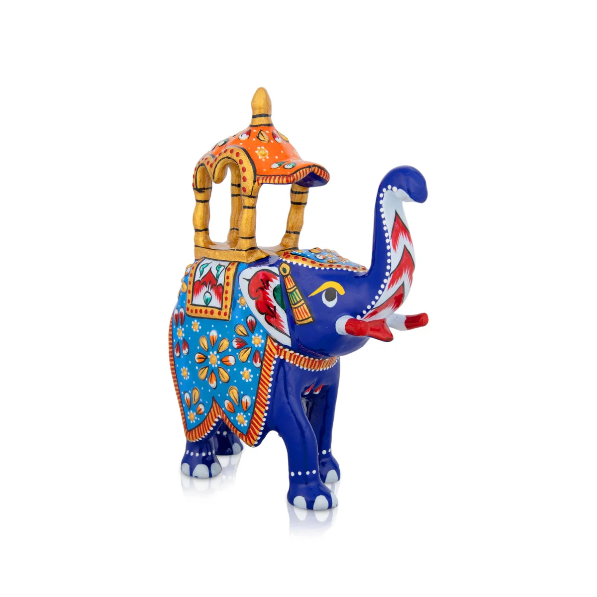 Elephant Statue - 5 x 4.5 Inches | Painted Elephant Sculpture/ Metal Ambari Elephant Idol for Home Decor - Image 4