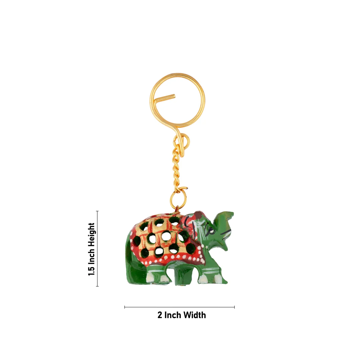 Elephant Statue Key Chain - 1.5 x 2 Inches | Painted Elephant Idol Key Ring/ Key Holder for Bike - Image 3