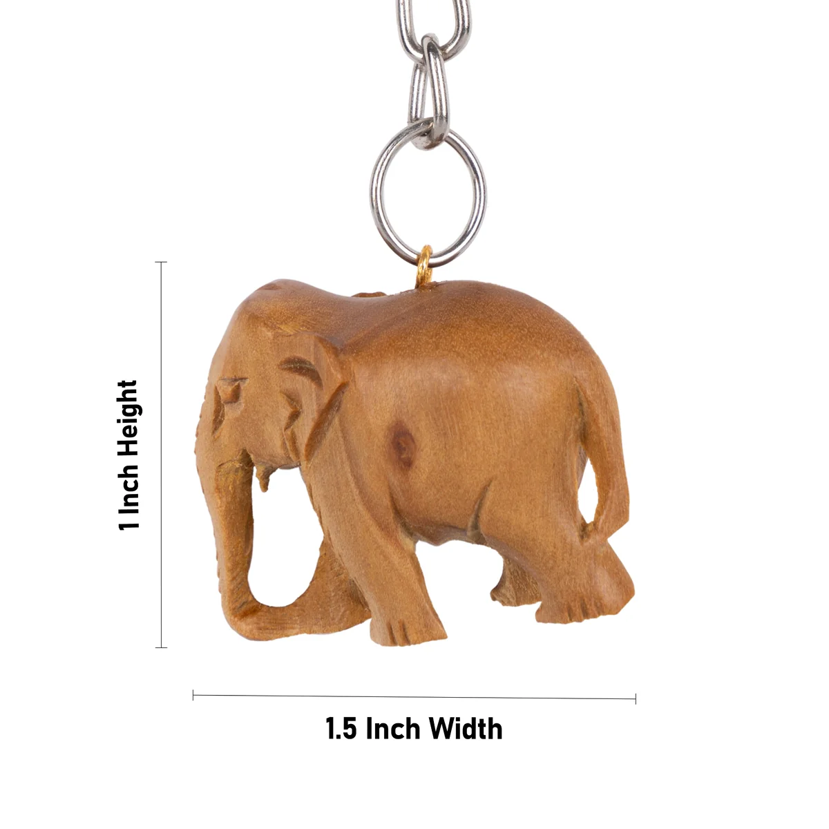Elephant Statue Keychain - 1 x 1.5 Inches | Wooden Key Ring/ Elephant Figurine Key Holder for Bike - Image 3