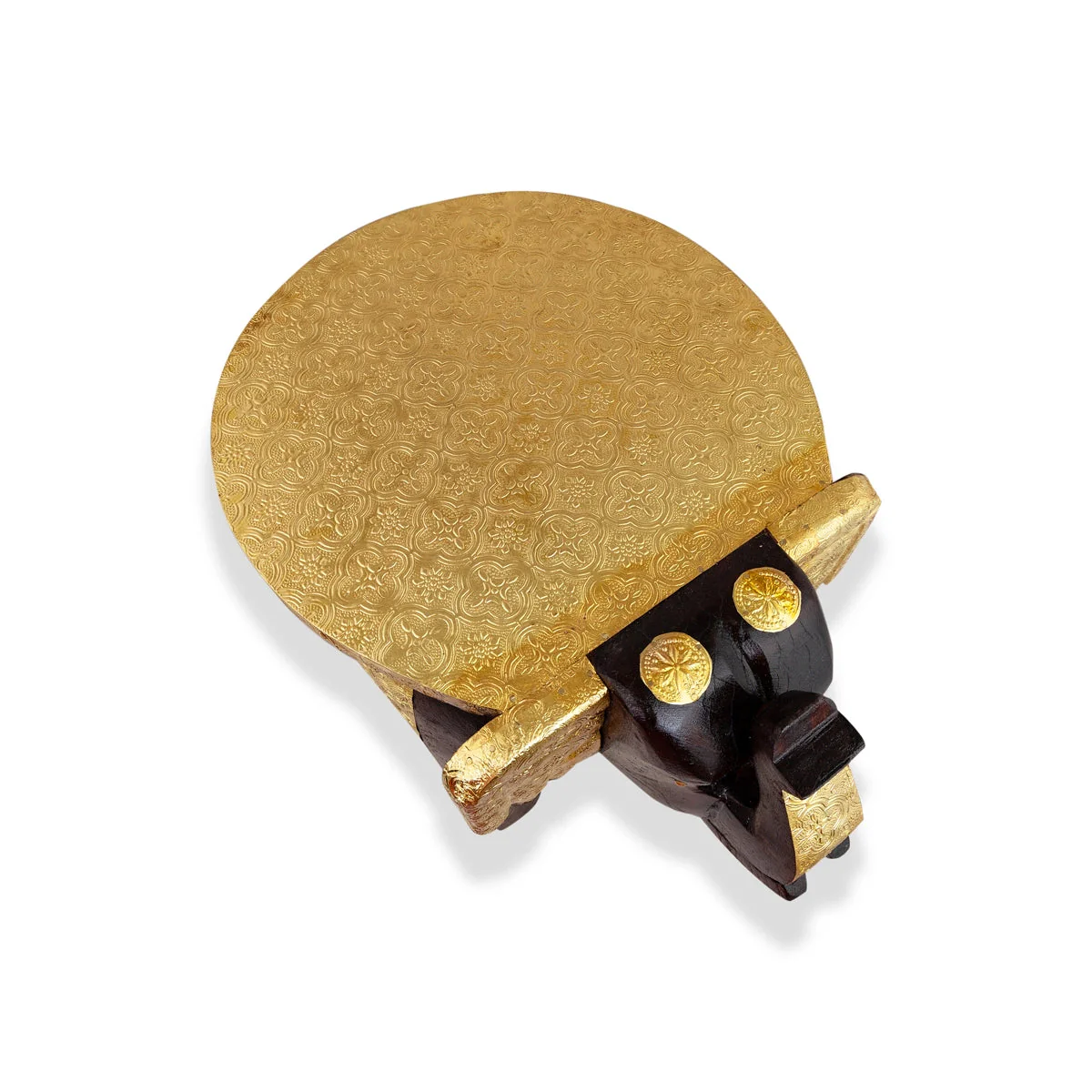 Elephant Stool - 12 x 15 Inches | Wooden Stool/ Brass Polish Decorative Stool for Home - Image 6