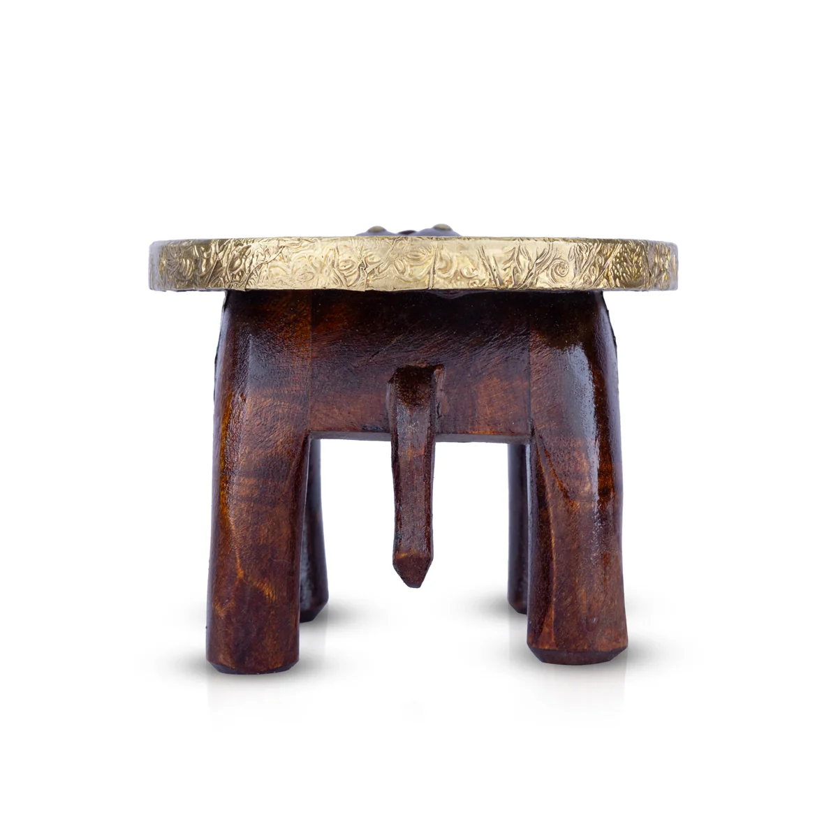 Elephant Stool - 4 x 7 Inches | Wooden Stool/ Brass Inlaid Design Decorative Stool for Home - Image 6