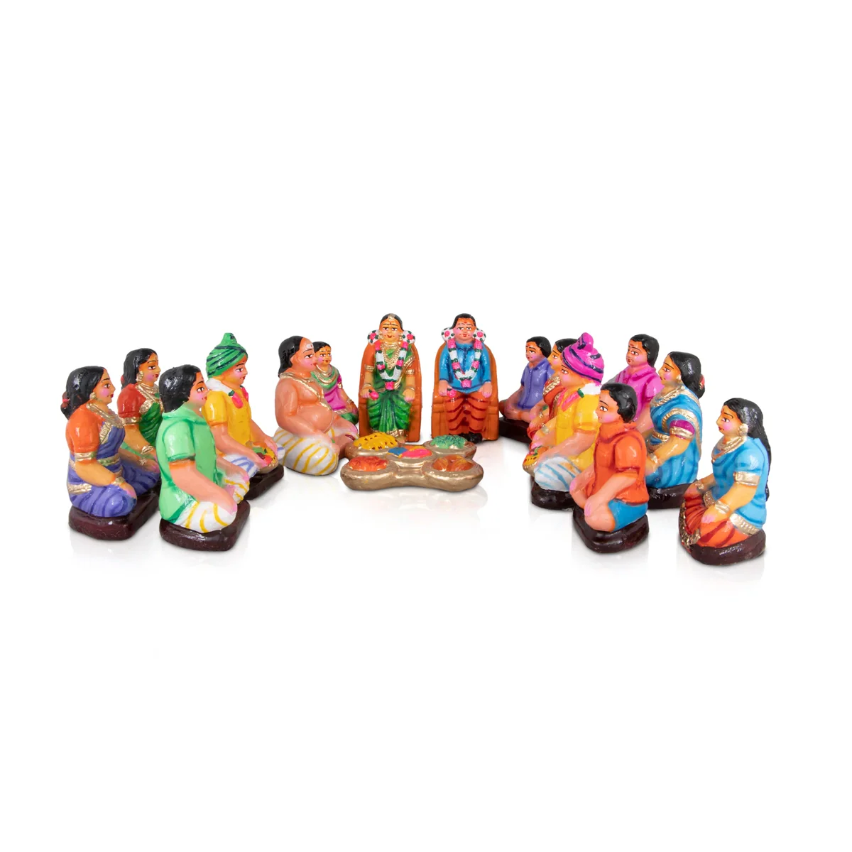 Engagement Clay Golu Bommai Set - 5 x 3 Inches | Giri Golu Doll/ Navaratri Golu Bomma/Gombe/Bommai