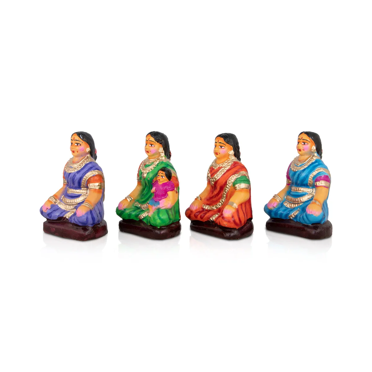Engagement Clay Golu Bommai Set - 5 x 3 Inches | Giri Golu Doll/ Navaratri Golu Bomma/Gombe/Bommai - Image 2