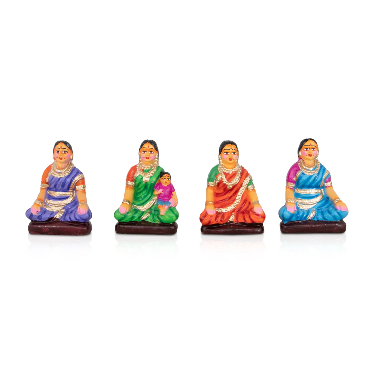 Engagement Clay Golu Bommai Set - 5 x 3 Inches | Giri Golu Doll/ Navaratri Golu Bomma/Gombe/Bommai - Image 3