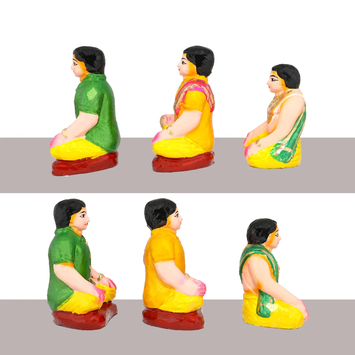 Engagement Clay Golu Bommai Set - 7.5 x 6 Inches | Giri Golu Doll/ Navaratri Golu Bomma/ Bommai/ Gombe - Image 11