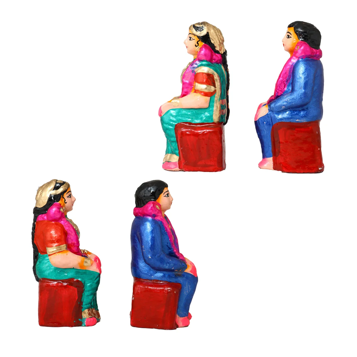 Engagement Clay Golu Bommai Set - 7.5 x 6 Inches | Giri Golu Doll/ Navaratri Golu Bomma/ Bommai/ Gombe - Image 13
