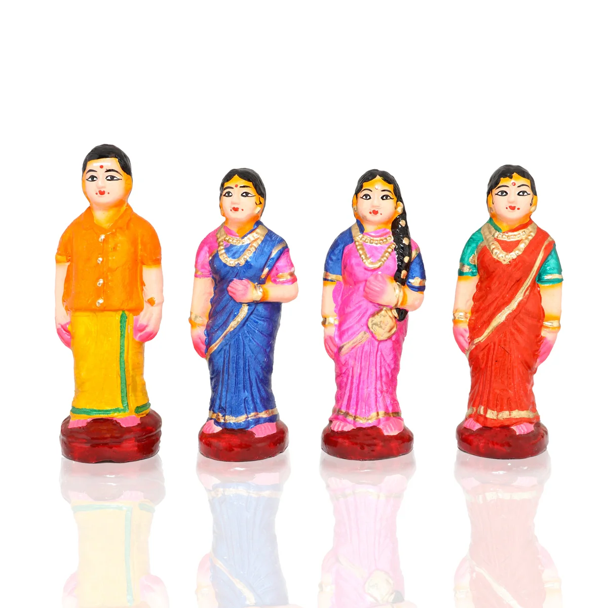 Engagement Clay Golu Bommai Set - 7.5 x 6 Inches | Giri Golu Doll/ Navaratri Golu Bomma/ Bommai/ Gombe - Image 6