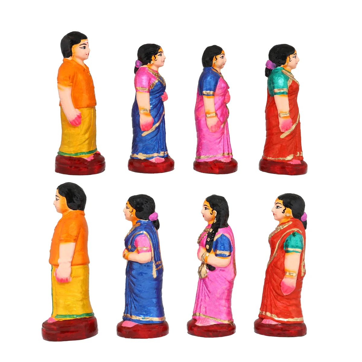 Engagement Clay Golu Bommai Set - 7.5 x 6 Inches | Giri Golu Doll/ Navaratri Golu Bomma/ Bommai/ Gombe - Image 8