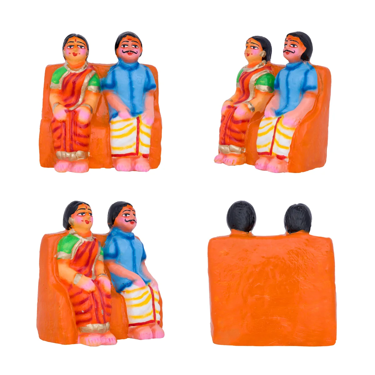 Family Clay Golu Bommai Set - 3 x 5 Inches | Giri Golu Doll/ Navaratri Golu Bomma/Gombe/Bommai - Image 4