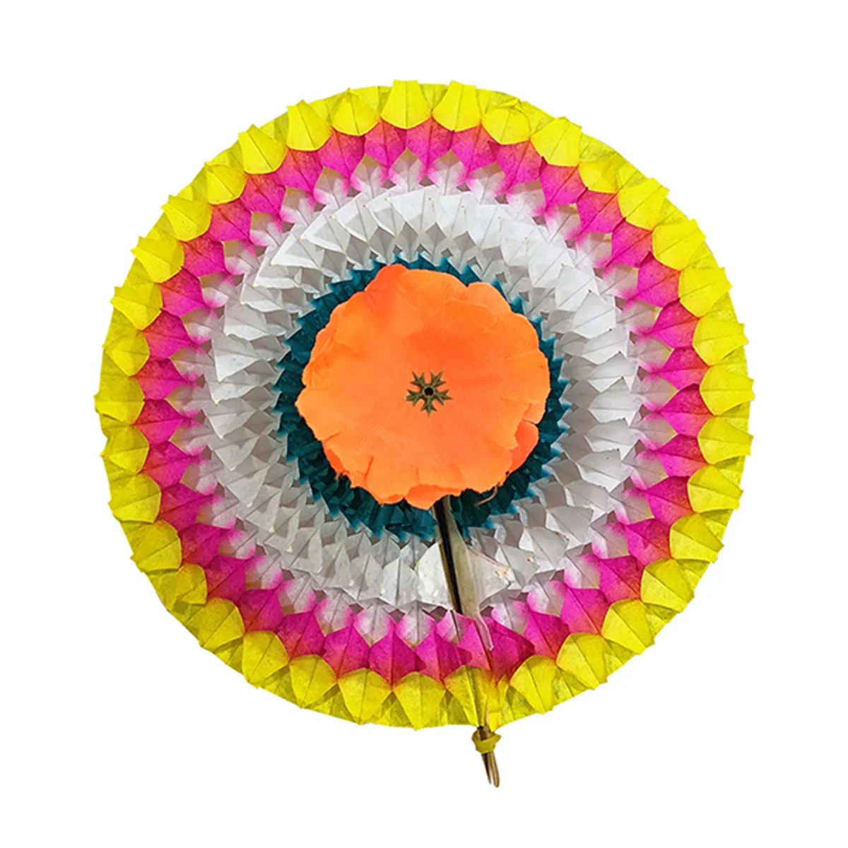 Fancy Paper Umbrella - 13 Inches/ Multi Colour Wooden Stick Kudai for Deity Decor - Image 2